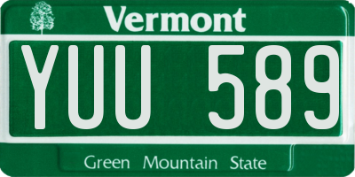 VT license plate YUU589
