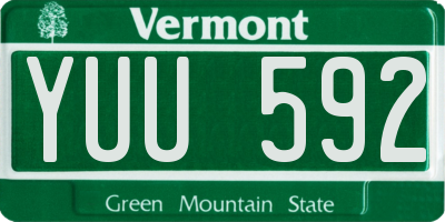 VT license plate YUU592