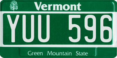 VT license plate YUU596