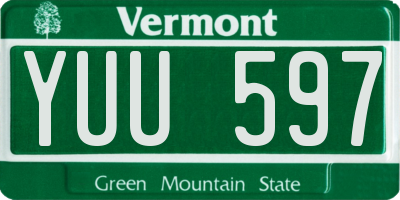 VT license plate YUU597