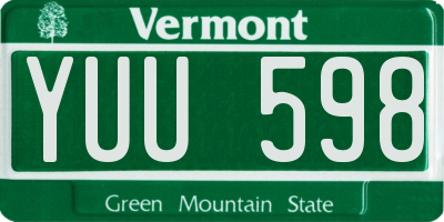 VT license plate YUU598