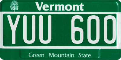 VT license plate YUU600