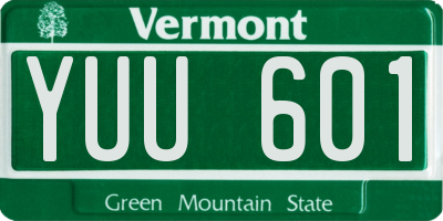 VT license plate YUU601