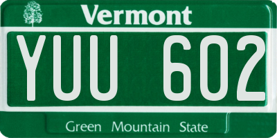 VT license plate YUU602