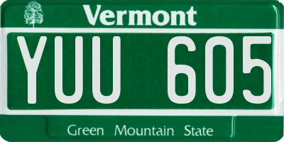 VT license plate YUU605