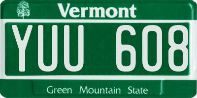 VT license plate YUU608