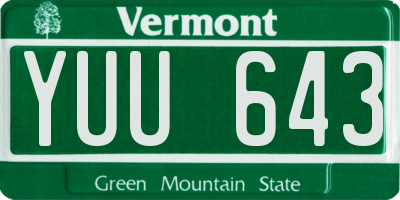 VT license plate YUU643