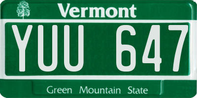 VT license plate YUU647