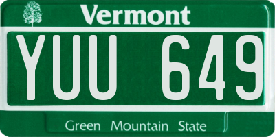 VT license plate YUU649