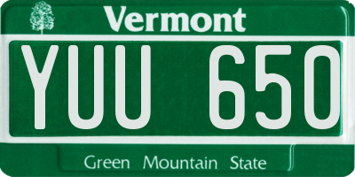 VT license plate YUU650
