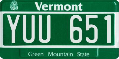 VT license plate YUU651