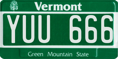 VT license plate YUU666