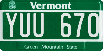 VT license plate YUU670