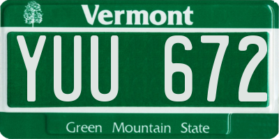 VT license plate YUU672