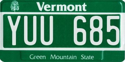 VT license plate YUU685