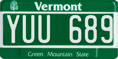 VT license plate YUU689