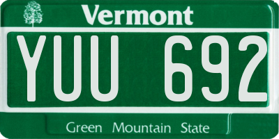 VT license plate YUU692