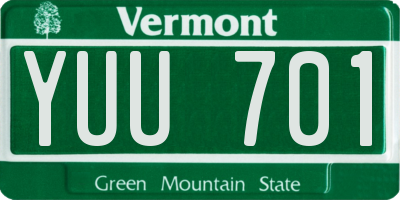 VT license plate YUU701