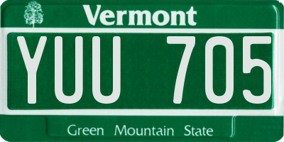 VT license plate YUU705