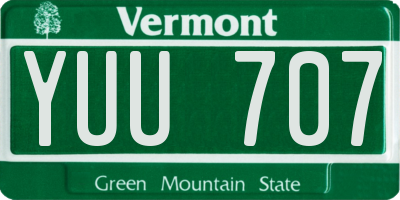 VT license plate YUU707