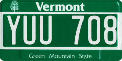 VT license plate YUU708