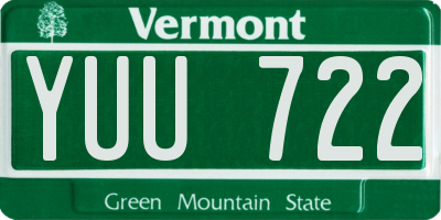 VT license plate YUU722