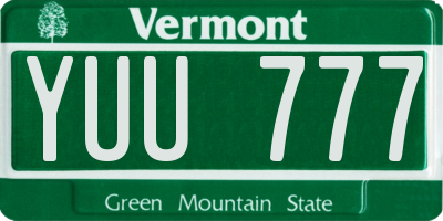 VT license plate YUU777