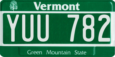 VT license plate YUU782