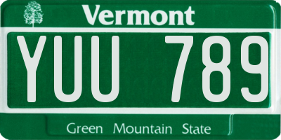 VT license plate YUU789