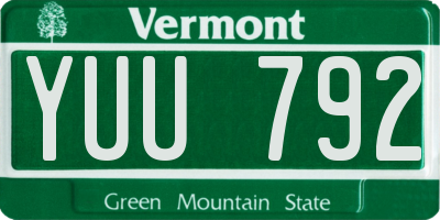 VT license plate YUU792