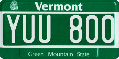 VT license plate YUU800