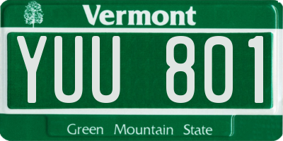 VT license plate YUU801