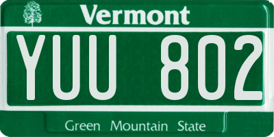 VT license plate YUU802