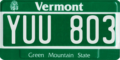 VT license plate YUU803