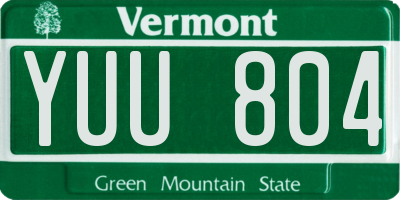 VT license plate YUU804