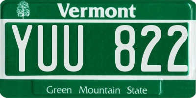 VT license plate YUU822