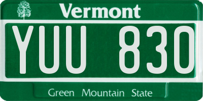 VT license plate YUU830