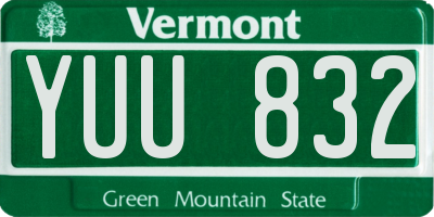 VT license plate YUU832
