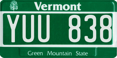 VT license plate YUU838