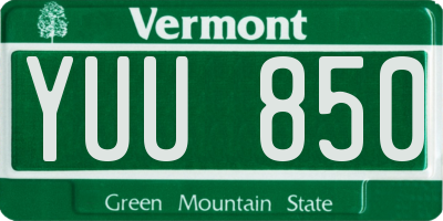 VT license plate YUU850