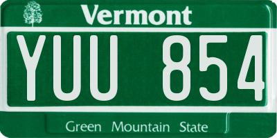 VT license plate YUU854