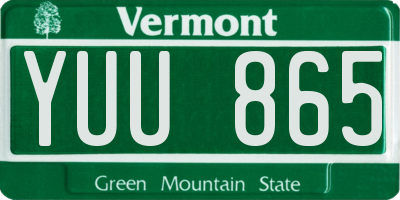 VT license plate YUU865
