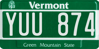 VT license plate YUU874