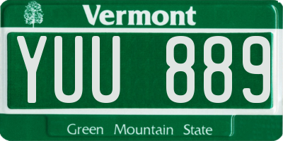 VT license plate YUU889