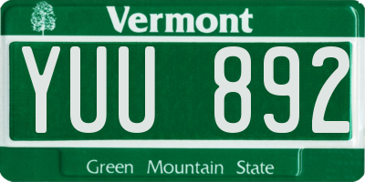 VT license plate YUU892