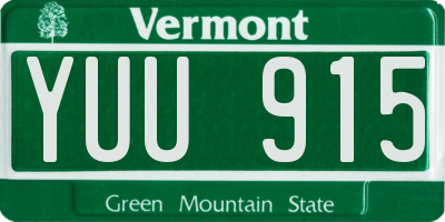VT license plate YUU915