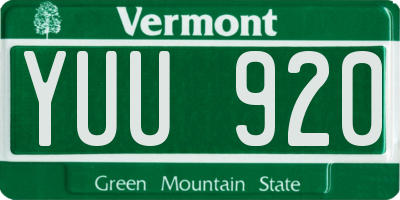 VT license plate YUU920