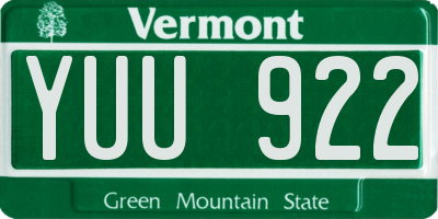VT license plate YUU922