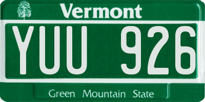VT license plate YUU926