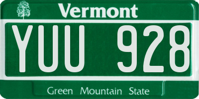 VT license plate YUU928
